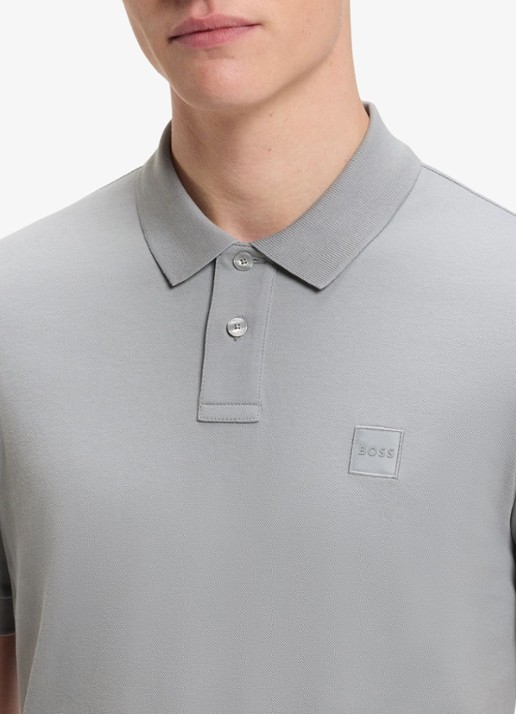 BOSS Slim-fit polo van stretchkatoen met logopatch - detail 5 zilver