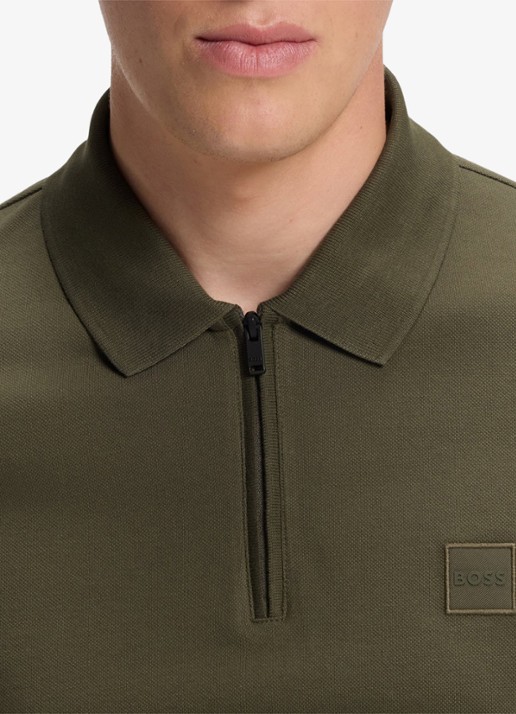 BOSS Slim-fit polo van stretchkatoen met logopatch - detail 5 bright green-325 / groen