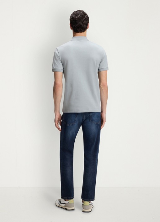 BOSS Slim-fit polo van stretchkatoen met logopatch - achterkant 5 open grey-084 / grijs