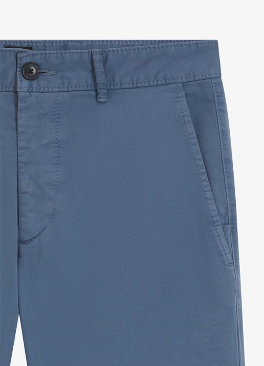 BOSS Slim-fit satijnen chino van stretchkatoen - detail 3 open blue-495 / blauw