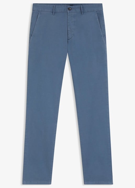BOSS Slim-fit satijnen chino van stretchkatoen - voorkant 4 open blue-495 / blauw