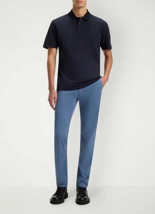 BOSS Slim-fit satijnen chino van stretchkatoen - voorkant 5 open blue-495 / blauw
