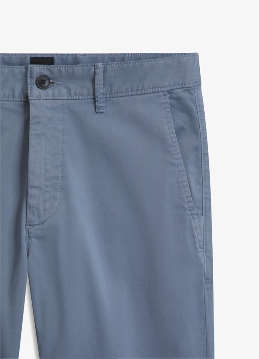 BOSS Slim-fit satijnen chino van stretchkatoen - detail 3 medium blue-424 / blauw