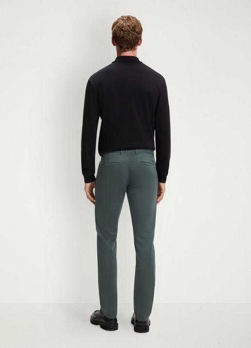 BOSS Slim-fit satijnen chino van stretchkatoen - achterkant open green-377 / groen
