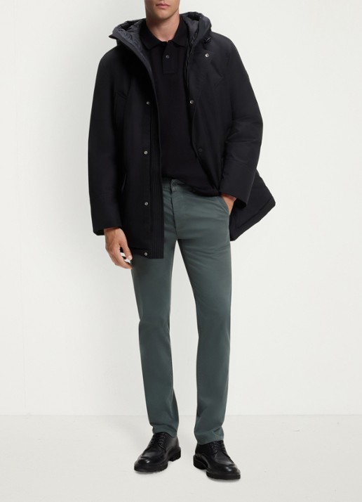 BOSS Slim-fit satijnen chino van stretchkatoen - voorkant 3 open green-377 / groen