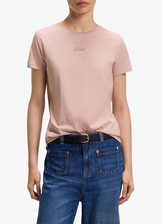 BOSS Slim-fit T-shirt van katoen met logostiksel