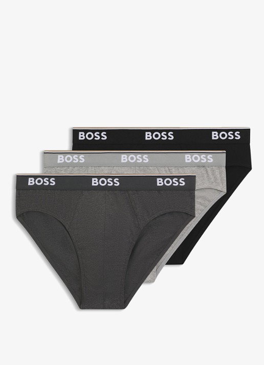 BOSS Slip met logoband in 3-pack - voorkant grijs