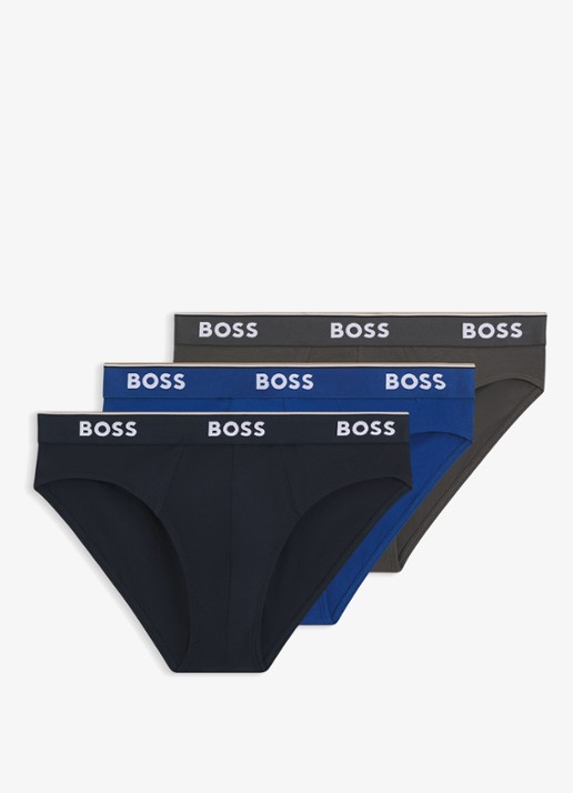 BOSS Slip met logoband in 3-pack - voorkant blauw