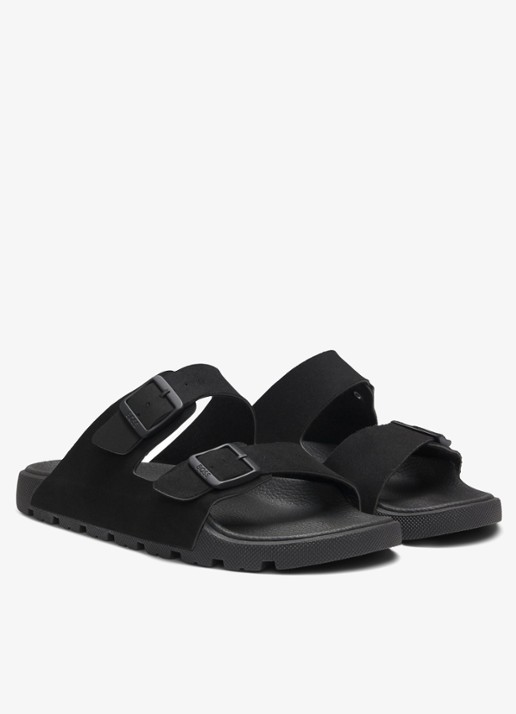 BOSS Slipper met logo en gespdetail - detail 3 black-001 / zwart