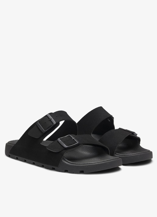BOSS Slipper met logo en gespdetail - detail 3 black-001 / zwart