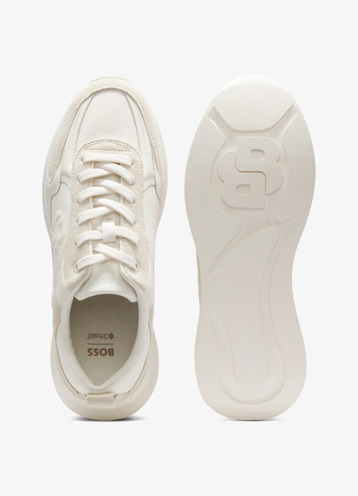 BOSS Sneaker met details van suède en logo - achterkant 2 gebroken wit