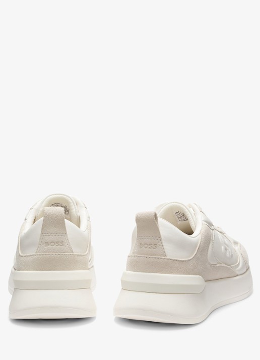 BOSS Sneaker met details van suède en logo - detail gebroken wit