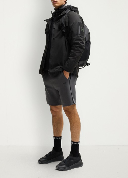 BOSS Sneaker met gebreid bovenwerk en suède details - voorkant 5 zwart