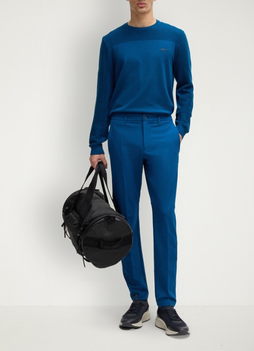BOSS Sneaker met gebreid bovenwerk en suède details - voorkant 5 indigo