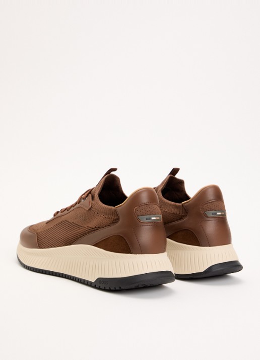 BOSS Sneaker met gebreid bovenwerk - achterkant 2 bruin