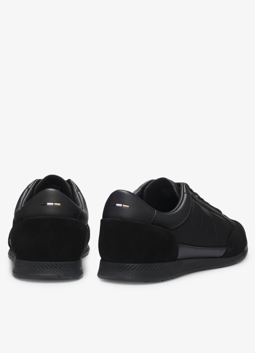 BOSS Sneaker met suède details - achterkant 3 black-005 / zwart