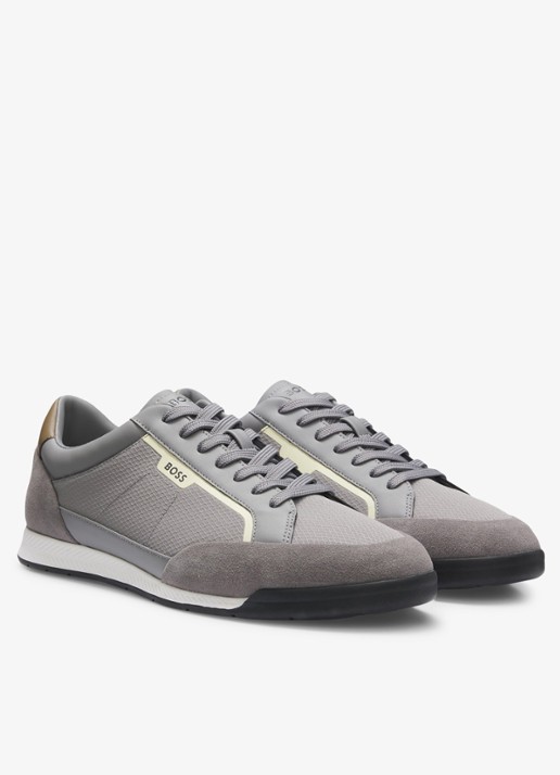 BOSS Sneaker met suède details - detail 3 open grey-063 / grijs