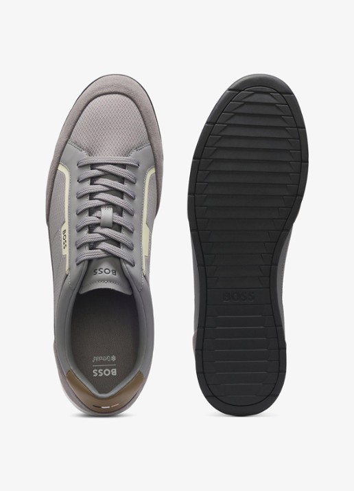 BOSS Sneaker met suède details - detail 4 open grey-063 / grijs