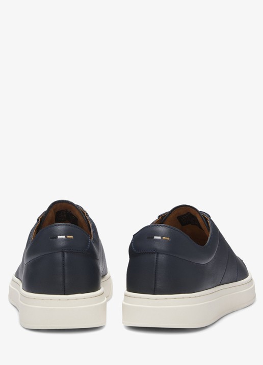 BOSS Sneaker van leer met logo  - detail 3 donkerblauw