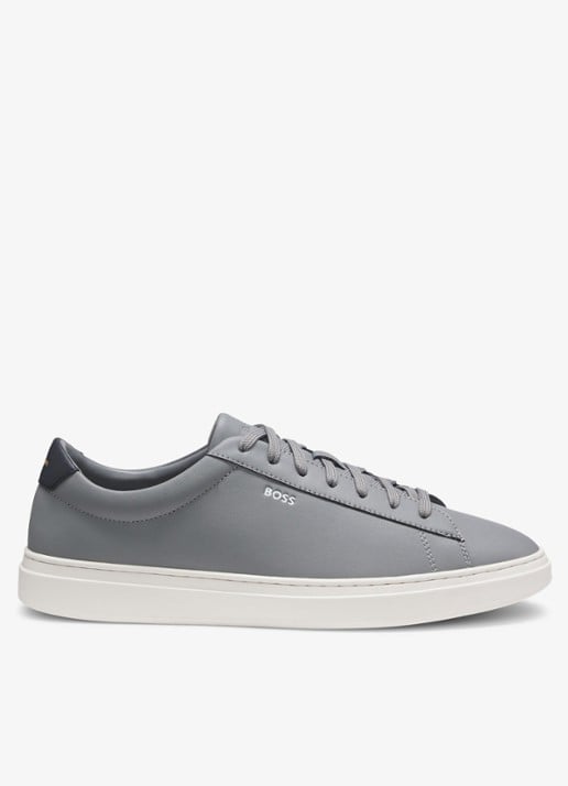 BOSS Sneaker van leer - voorkant lichtgrijs