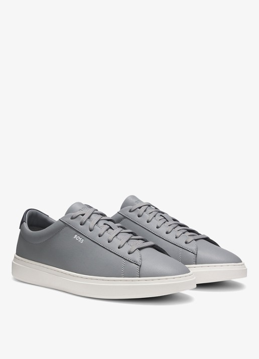BOSS Sneaker van leer - voorkant 2 lichtgrijs