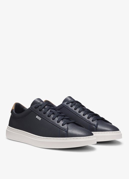 BOSS Sneaker van leer - detail donkerblauw