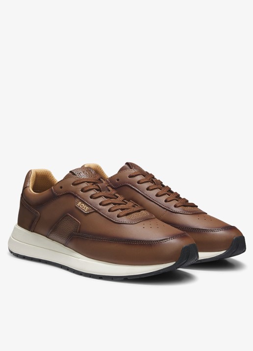BOSS Sneaker van leer - detail naturel