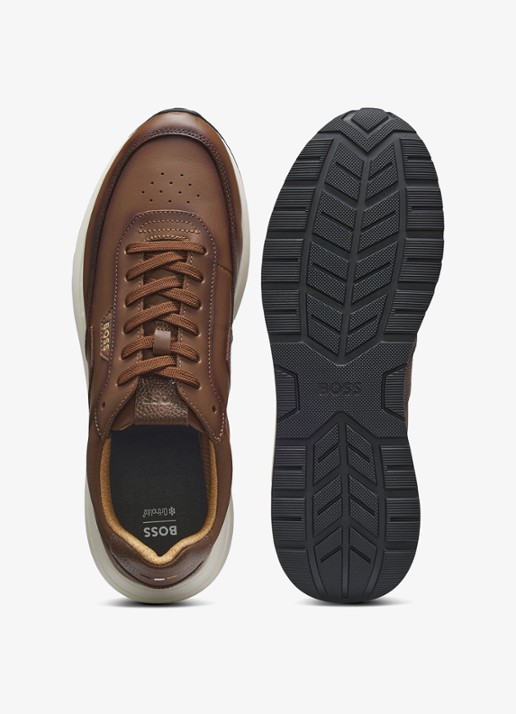 BOSS Sneaker van leer - detail 2 naturel