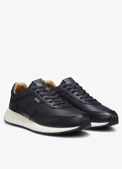 BOSS Sneaker van leer - detail donkerblauw
