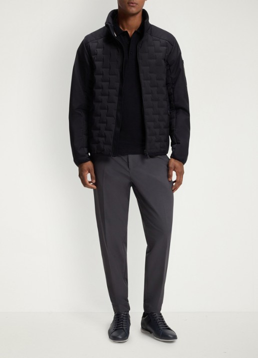 BOSS Sneaker van leer - voorkant 3 donkerblauw