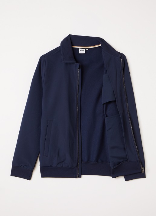 BOSS Softshell jack met logoborduring - voorkant 2 donkerblauw