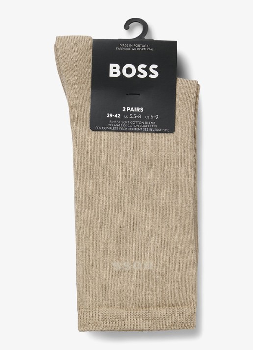 BOSS Sokken in katoenblend met logo in 2-pack - detail 3 medium beige-261 / beige