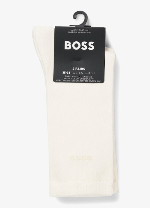 BOSS Sokken in katoenblend met logo in 2-pack - voorkant 2 open white-119 / wit