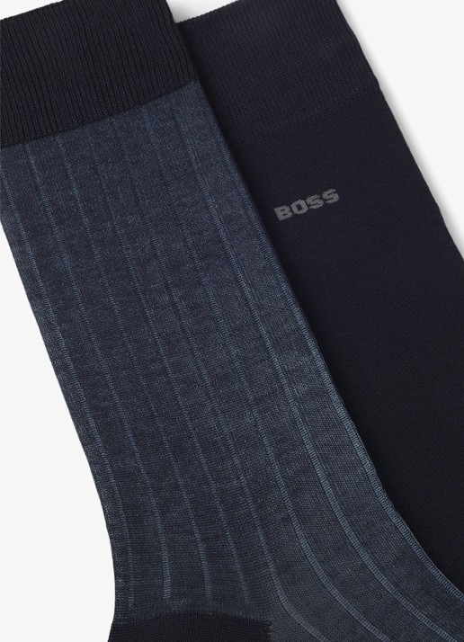 BOSS Sokken met logo in 2-pack - detail dark blue-401 / blauw
