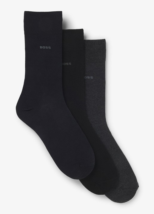 BOSS Sokken met logo in 3-pack - voorkant 2 diepzwart