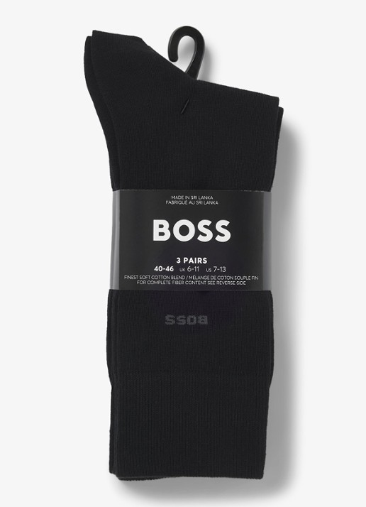 BOSS Sokken met logo in 3-pack - voorkant 3 zwart