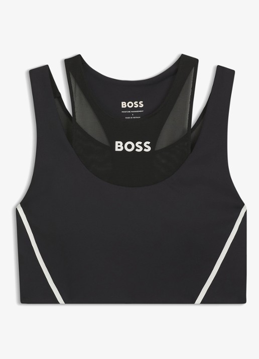 BOSS Sport bh met mesh - voorkant 3 zwart