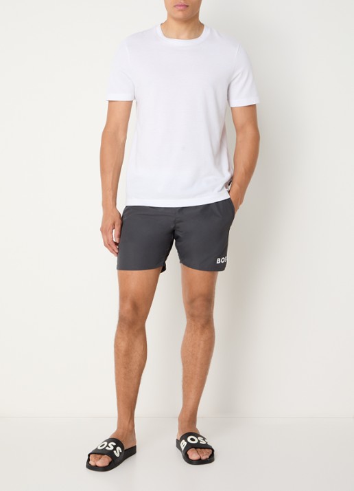 BOSS Starfish zwemshorts met logo en steekzakken - voorkant 4 antraciet