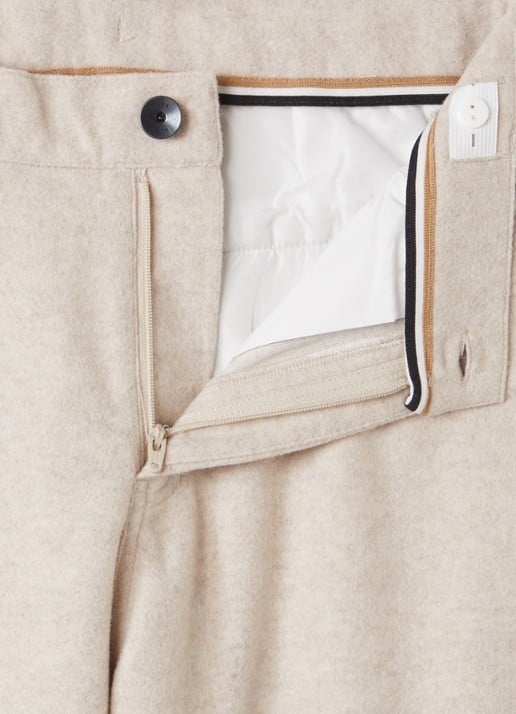 BOSS Straight fit broek van flanel met steekzakken - detail beige