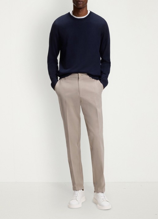 BOSS Straight fit chino met stretch - voorkant 4 beige