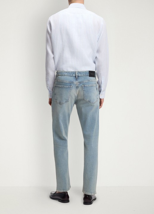 BOSS Straight fit jeans met lichte wassing - achterkant 3 indigo