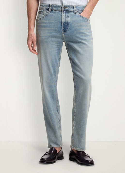 BOSS Straight fit jeans met lichte wassing