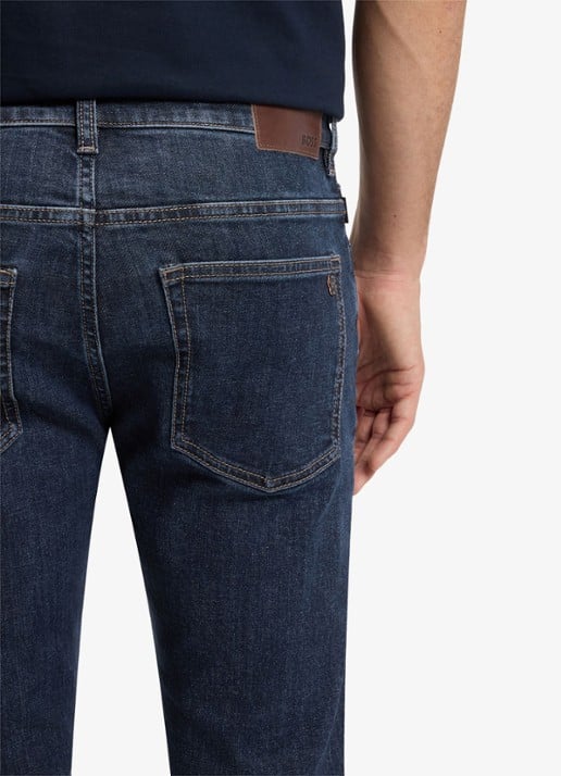 BOSS Straight fit jeans met medium wassing - detail 5 indigo