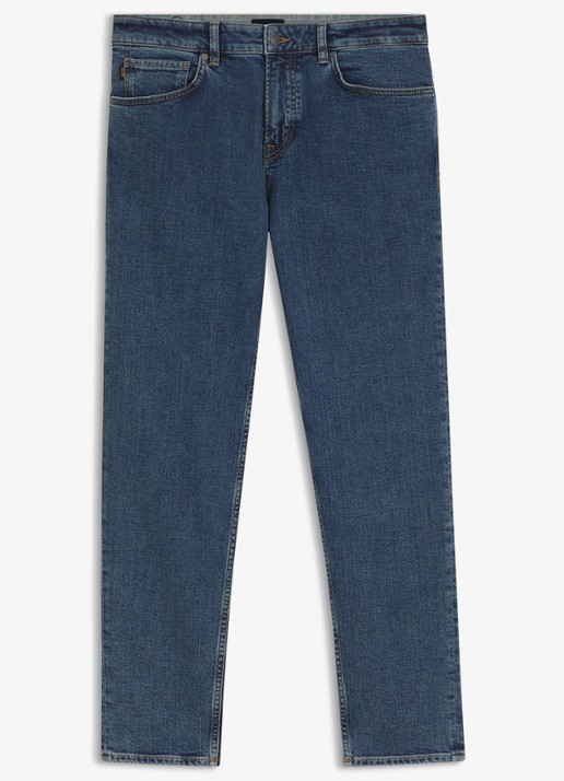 BOSS Straight fit jeans met medium wassing - voorkant indigo