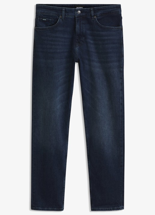 BOSS Straight fit jeans met medium wassing - voorkant 2 denim