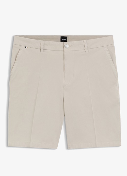 BOSS Straight fit korte broek met steekzakken - voorkant 4 beige