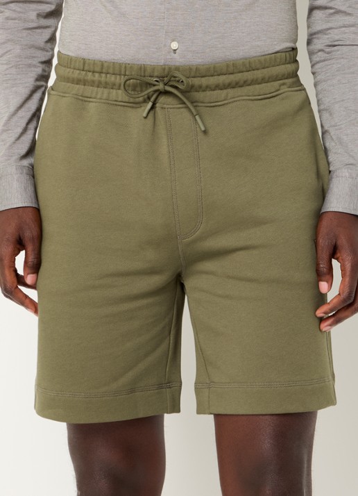 BOSS Straight fit korte broek van sweatstof met logopatch - detail 4 open green-342 / groen