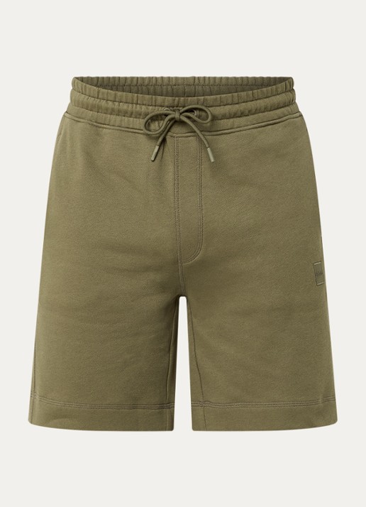 BOSS Straight fit korte broek van sweatstof met logopatch - voorkant open green-342 / groen