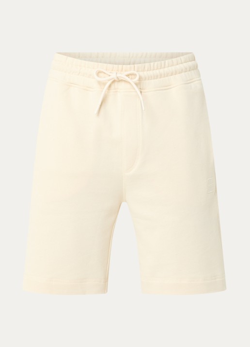 BOSS Straight fit korte broek van sweatstof met logopatch - voorkant 3 open yellow-767 / geel