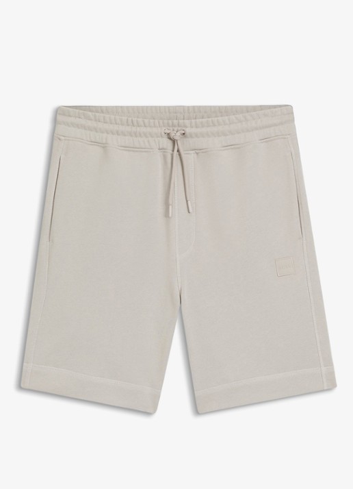 BOSS Straight fit korte broek van sweatstof met logopatch - voorkant 4 open grey-070 / grijs